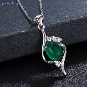 

new Green chalcedony Pendants green stone Water drop Pendants Fashion Jewelry 925 sterling Silver pendants