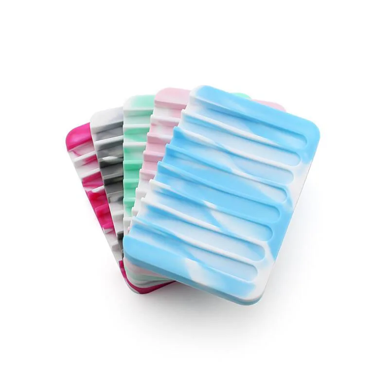 

Camouflage Silicone Soap Holder Anti-slip Flexible Soap Dish Plate Holder Tray Draining Soapbox Bathroom Tool