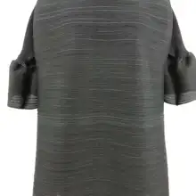 Весна пятно размера плюс морщин труба рукав офис леди с расклешенными рукавами o-образным вырезом топы