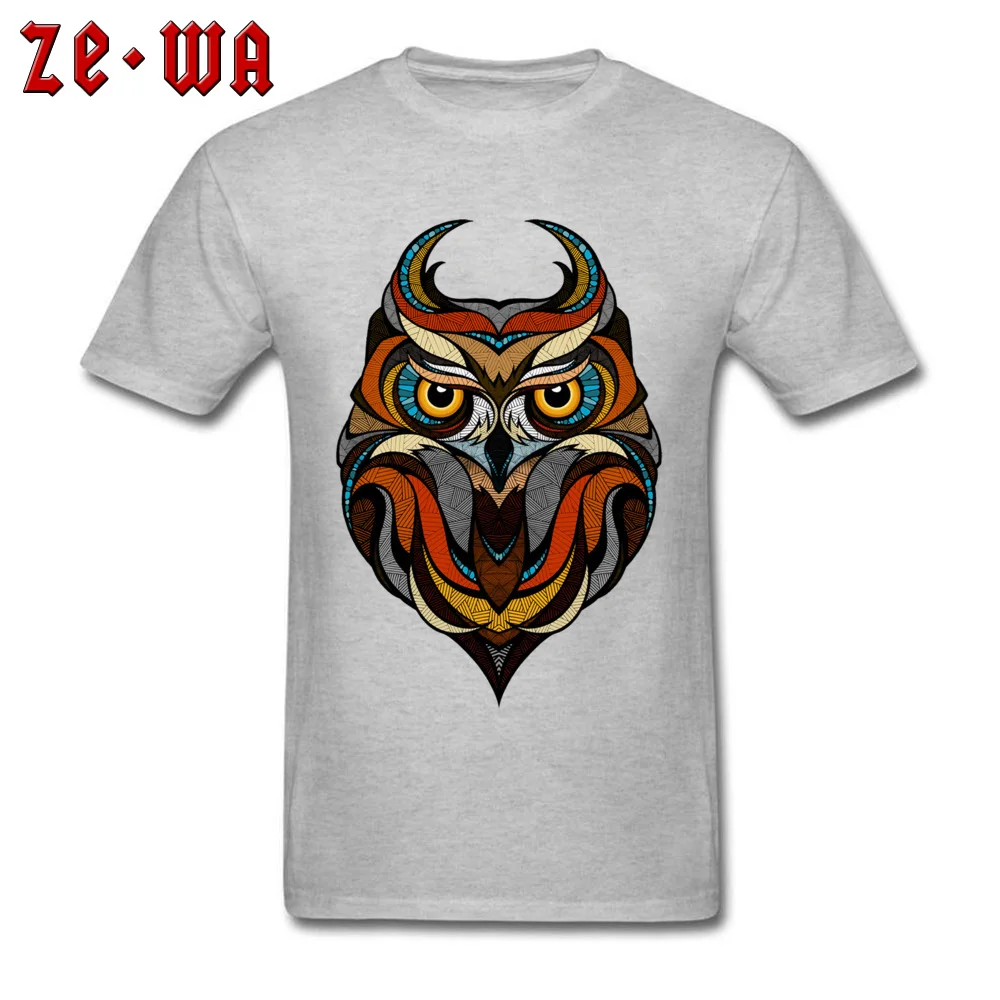 Customized Decorative Owl Mens T-Shirt 2018 Summer Short Sleeve Crewneck 100% Cotton Tops T Shirt Printing Tops T Shirt Decorative Owl grey