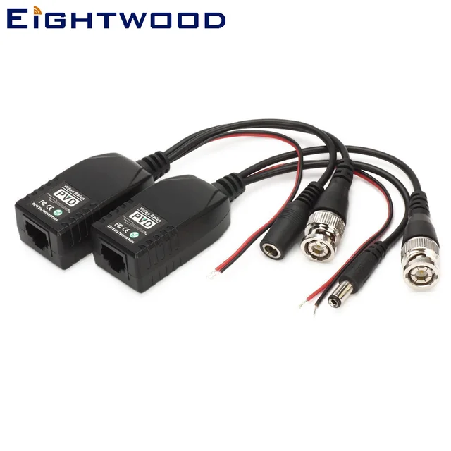 eightwood bnc to rj45 cat5 video data power balun connector foreightwood bnc to rj45 cat5 video data power balun connector for cctv ptz camera
