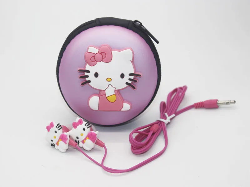 Cartoon Hello Kitty 3.5mm Jack Music Headset Earphone for iPhone Cellphone MP3 Cute Earphone for