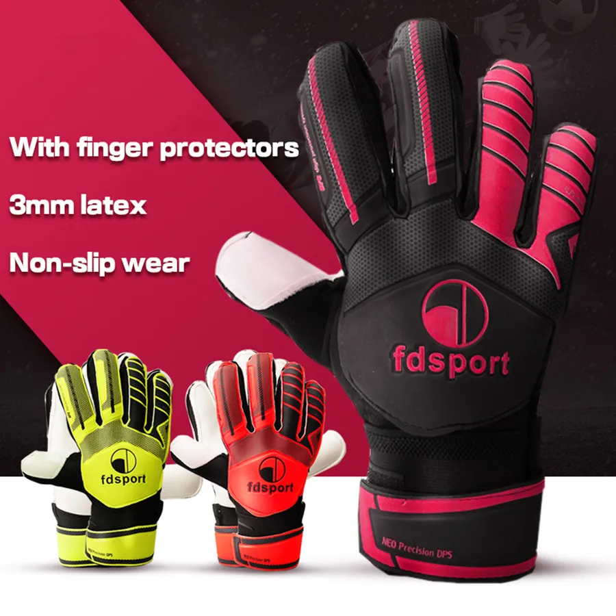 

Men Kids Professional Soccer Goalkeeper Gloves 5 Finger Save Protection Thicken 3mm Latex Sports Football Goalie Gloves Non-slip