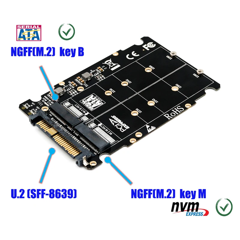 Адаптер M.2 SSD в U.2 адаптер 2 1 NVMe и SATA Bus NGFF PCI e для планшетов PCIe M2 конвертер