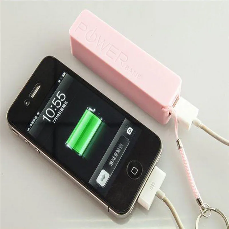Portable USB External Power Bank Case Pack Box 18650 Battery Charger 2600mAh No Battery Powerbank With Key Chain 6 Colors