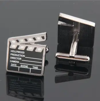 

WholeSale 10pairs/lot High Quality Copper FILM CLAPPER BOARD SILVER CUFFLINKS SHIRT NOVELTY GIFT RETRO MOVIE CLAPPERBOARD