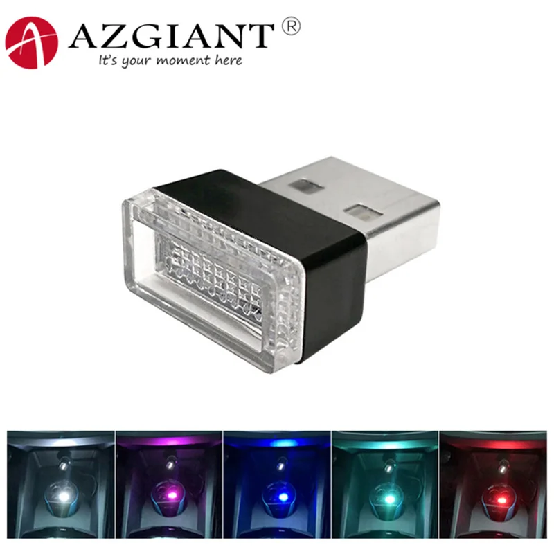 AZGIANT 1 шт. мини-размер автомобиля USB внутреннее светодиодное декоративное освещение легкое в использовании светодиодный свет в атмосферу Забавный и красочный аварийный свет