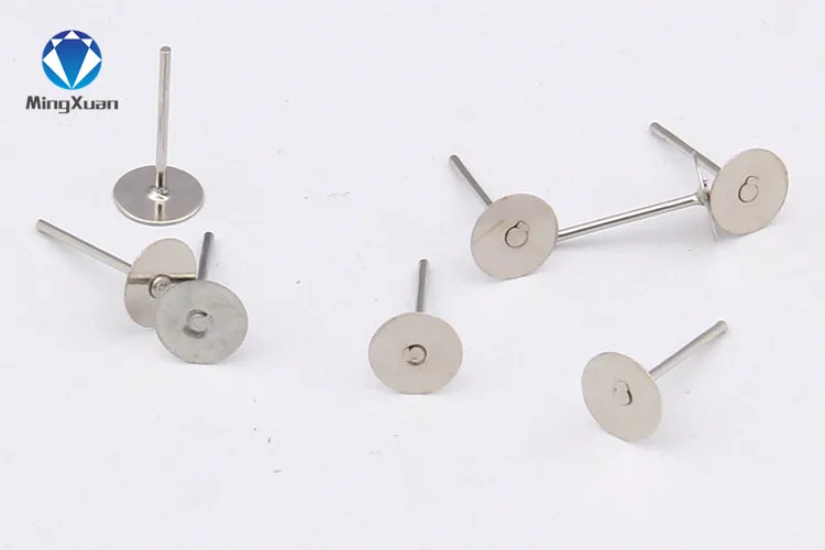 

200pcs/lot 4/6/8mm Silver Earring Stud Ear Nail metal Flat Base Cup Posts Earring Findings for DIY Jewelry