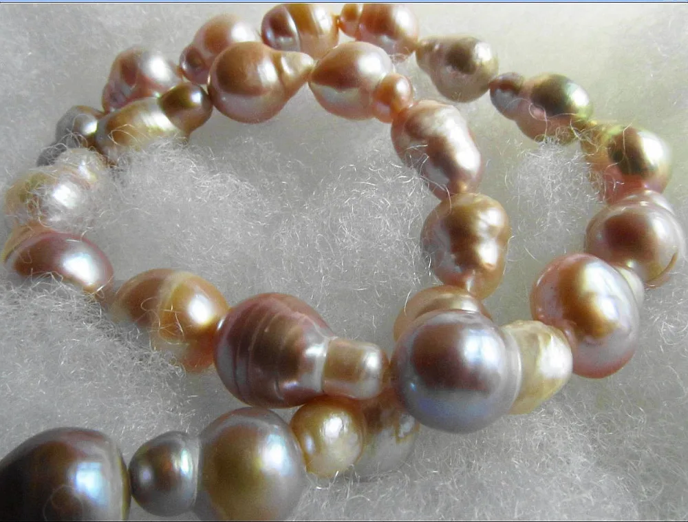 

Wholesale FREE SHIPPING HUG 22"12-16mm AUSTRALIAN SOUTH SEA GENUINE GOLD PINK NUCLEAR PEARL NECKLACE 14KGP