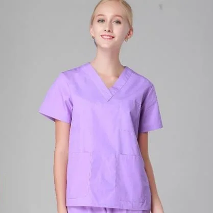 Летняя больница& клиника& салон женщина доктор v-образным вырезом с коротким рукавом скраб набор разделенная изоляция хирургический костюм набор дышащий F - Цвет: light purple