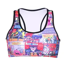 Женский спортивный короткий жилет с комическим принтом Бэтмена, беспроволочное нижнее белье, бесшовный эластичный Топ на бретелях, мягкие бюстгальтеры в стиле хип-хоп