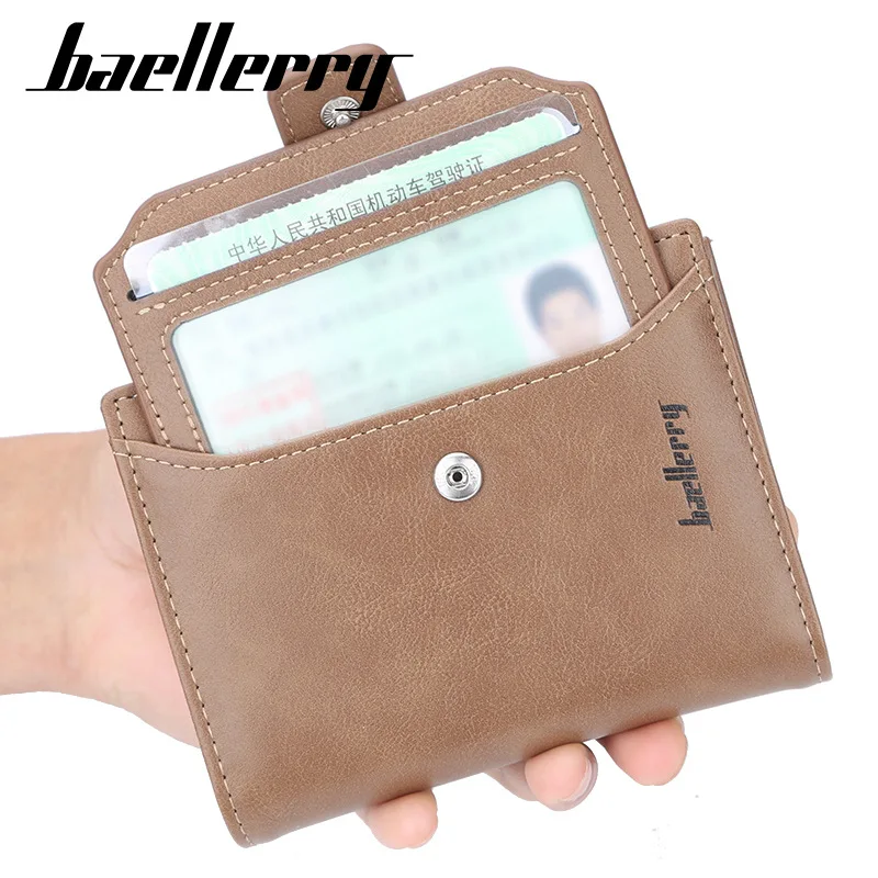 Брендовый маленький кожаный кошелек Baellerry мужской короткий клатч бумажник на
