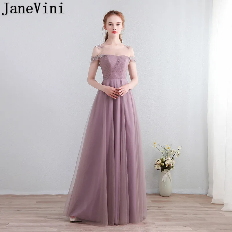 JaneVini-Vestidos de madrina polvoriento para mujer, vestido de invitados de boda Sexy largo de encaje, Vestidos de Madre de novia 2018, Vestidos de tul para mujer - AliExpress Bodas y