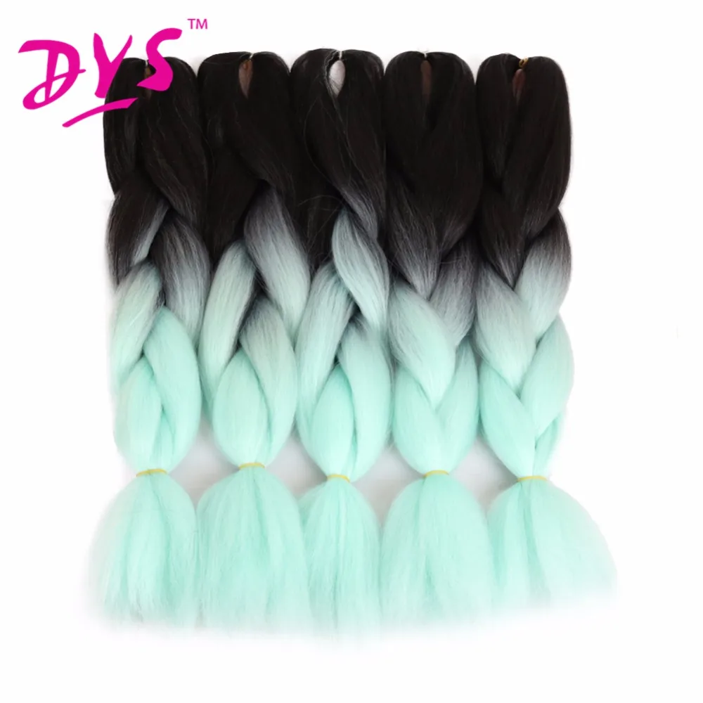 Deyngs 24Inch Ombre Kanekalon Braiding Hair Extensions Two Tone High Temperature Synthetic Jumbo Braid Hair 100gpcs (2)