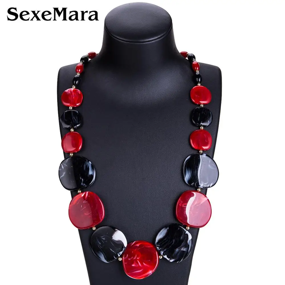 

SexeMara New Hyperbole Alloy Multi-layer Sheet Necklace Multicolor Beads Fashion Long Sweater Chain For Women