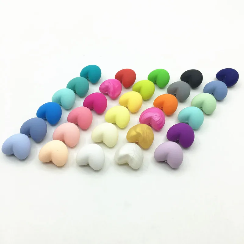 

50pcs Silicone candy Color Heart teether ,Silicone Loose bead heart beads for baby chew ,BPA free safe for baby teether chewed