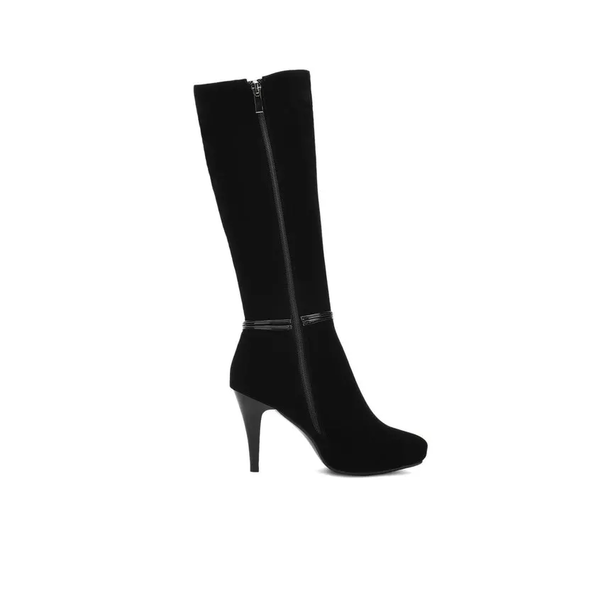 QUTAA/ женские сапоги до колена элегантные женские мотоботы с острым носком из искусственной кожи на высоком тонком каблуке с молнией размеры 34-39