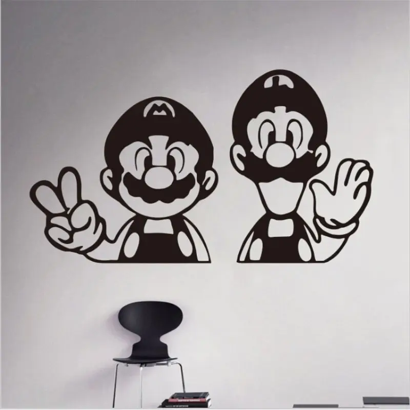 CHM-engomada para videojuegos de Super Mario pegatina para sala de juegos... carteles para juegos dhesivos para pared de vinilo