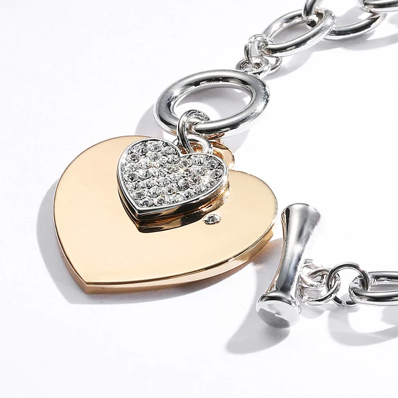 Gold Love Heart Charm Bracelets For Women Accessories Silver Color Link Chain Bileklik & Bangles Trendy Jewelry 2020|charm bracelet|women