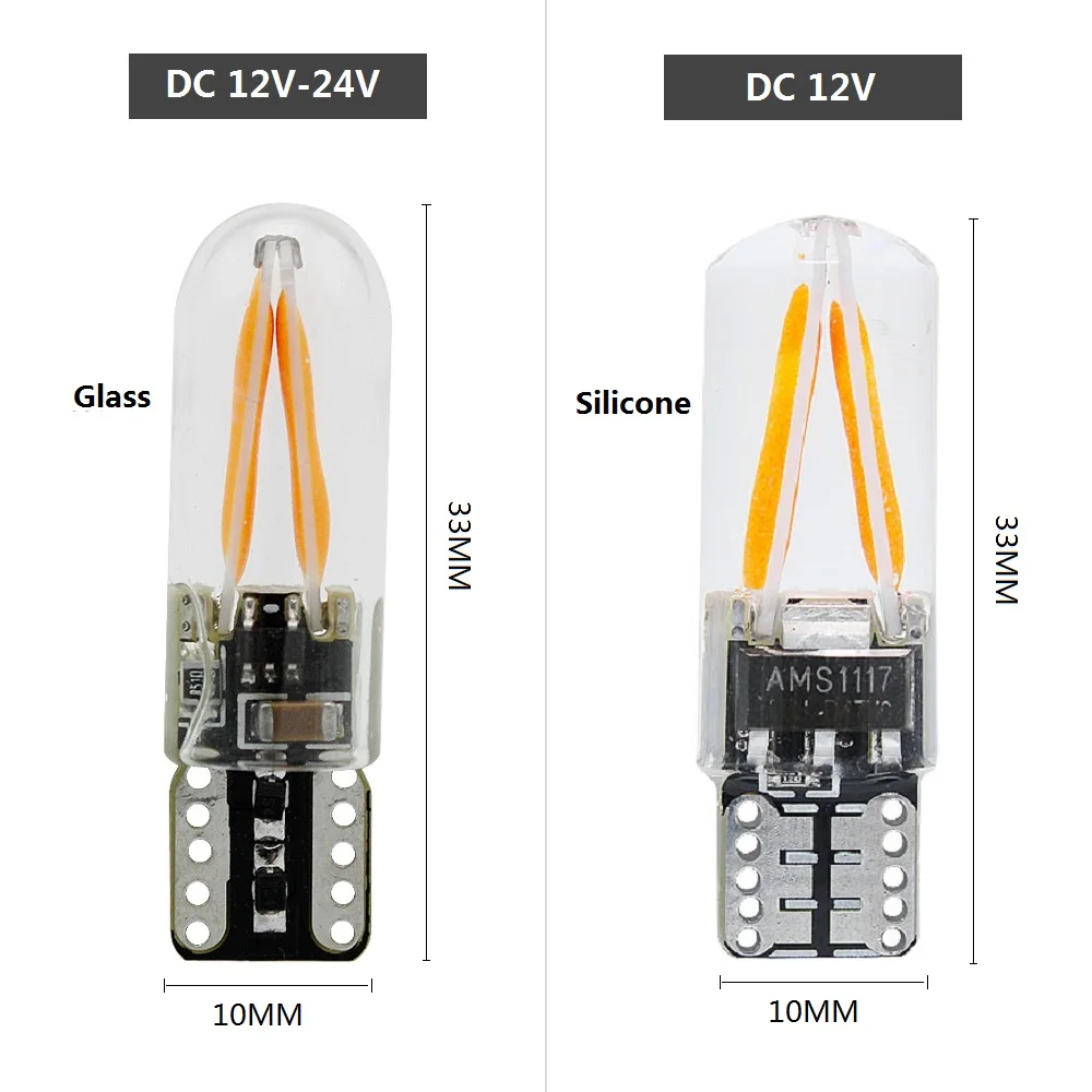Авто T10 W5W силиконовый светодиодный светильник с нитью накаливания s 12 в 24 В 194 168 COB светодиодный светильник со стеклянным корпусом для парковки автомобиля, светильник с клиновидным Canbus поворотным сигналом