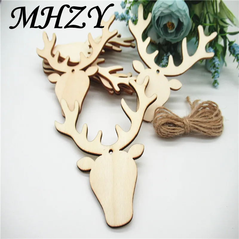 

5/10PCS 10cm Natural Wood Christmas moose bookmark Pattern Art Collection Craft Handmade for Home christmas decoration DIY Q83