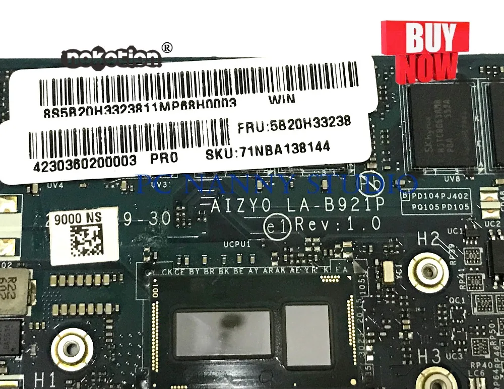  PCNANNY 5B20H33238 AIZY0 LA-B921P for Lenovo YOGA 3-1170 laptop motherboard SR23C M-5Y10C 4GB teste