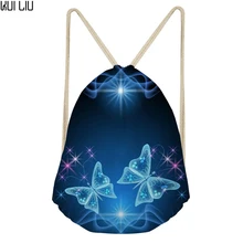 Индивидуальные изображения Drawstring сумка маленькая Женская вода огонь масло муха Медузы печати рюкзак девушки милые дети ранец Softback