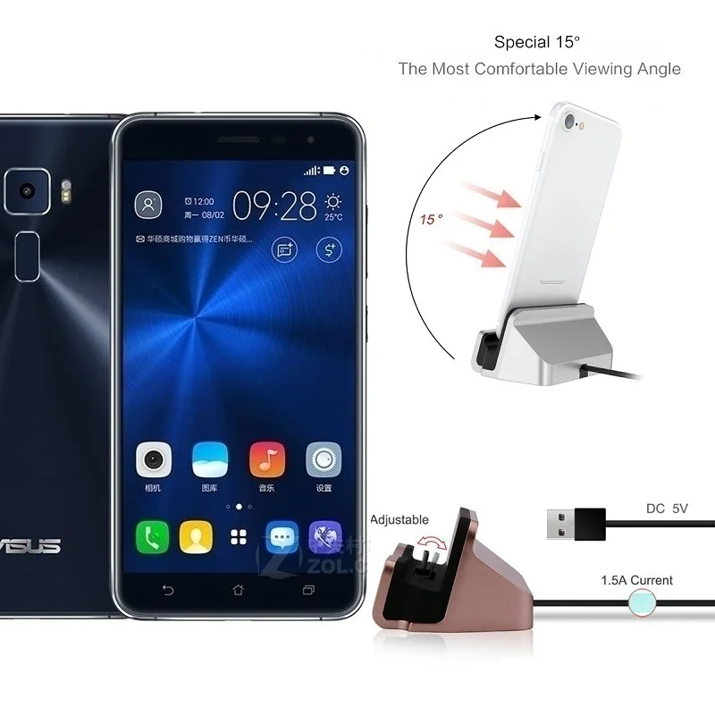 

Dock Station Micro USB Type C Charger Station For Asus Zenfone 3 3s Max ZC520TL ZC553KL ZE520KL ZE552KL Charger Docking Station