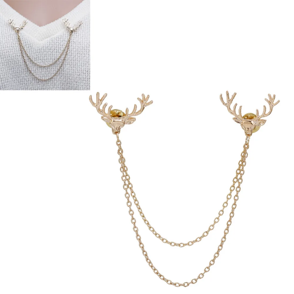 

DoreenBeads 1PC Kawaii Metal Reindeer Badges Sweater Clip Tie Tac Lapel Backpack Pin Brooches Gold Plated Christmas Blouse Shirt