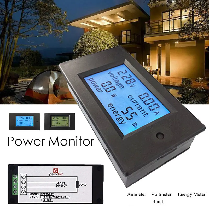 

LCD 80-260V Kwh Meter Voltmeter Ammeter Protable Premium Test 0-100A