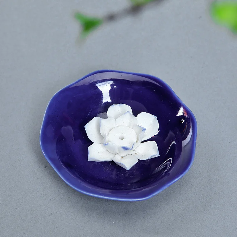 Керамическая курильница двойного назначения ручной работы Jingdezhen|lotus incense burner|incense