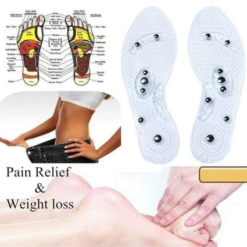 Newly 1 Pair Women Men Silicone Insole Magnetic Therapy Anti Fatigue Health Care Massage Insoles XSD88