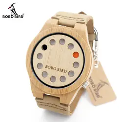 BOBO BIRD V-A04 легкие Экологичные 12 отверстий дизайн деревянные часы мужские кожаные кварцевые часы специальные руки браслет