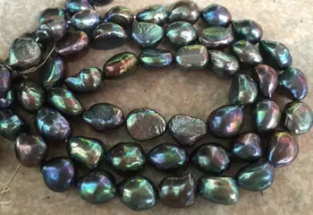 

stunning huge 10-11mm tahitian black green blue pearl necklace 22inch