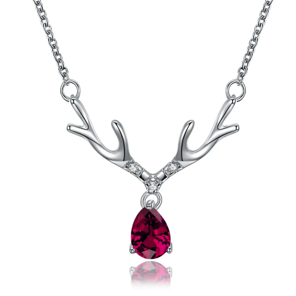 

Christmas Series Red Crystal Necklace 18inch Color Necklace Pendant With Cubic Necklace Jewelry For Women Wedding Christmas Gift