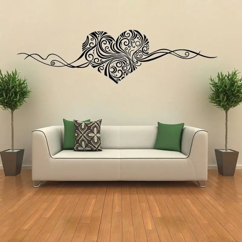 

Creative Heart-Shaped Vinyl Wall Sticker Romantic Flower Vine Love Wall Decals For Bedroom Decoration Free Shipping