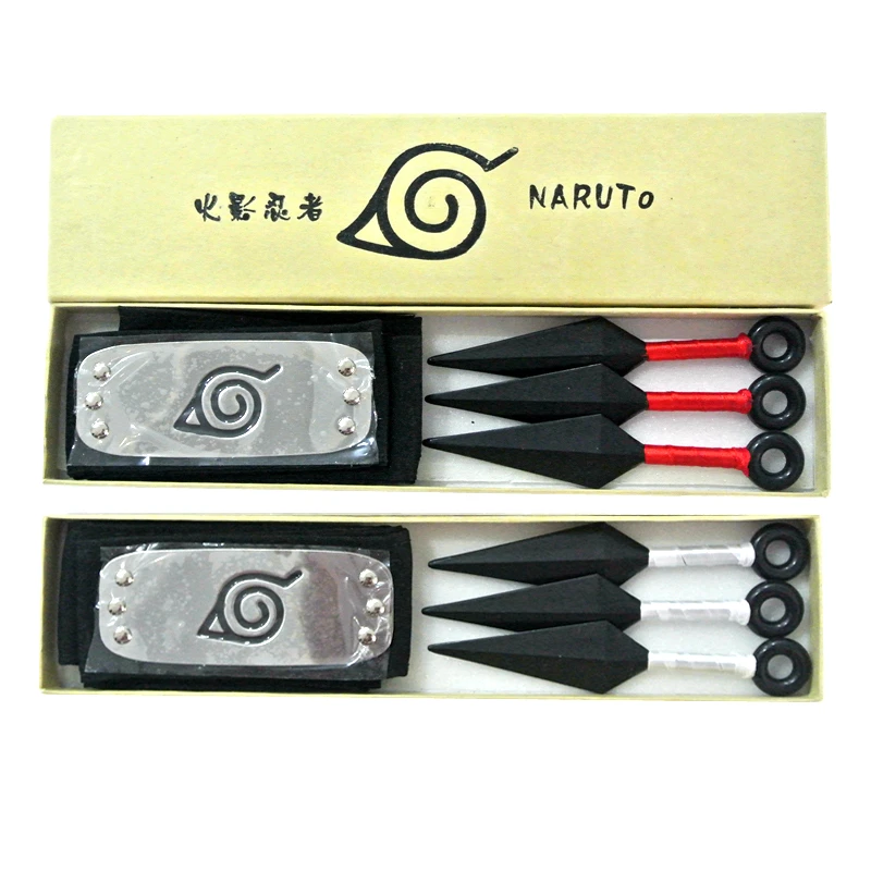 

Anime Naruto Leaf Village Ninja Kunai & Headband Cosplay Props Kids Boys Weapon Model Toys Jewelry Set Accessories Collection
