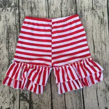 Лидер продаж; Классические хлопковые шорты в полоску; Одежда для танцев для маленьких девочек; ; хлопковые шорты с двойными оборками