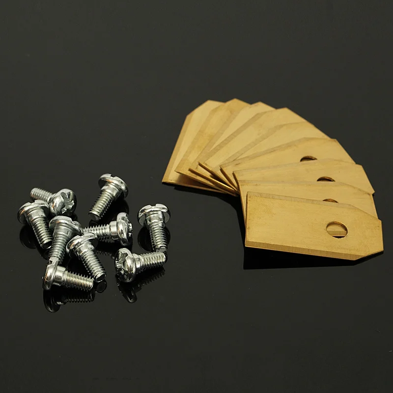 

Top Quality 9pcs Titanium Coated Lawnmower Blade 0.6mm with Screws for Robot Mower Garden Tools
