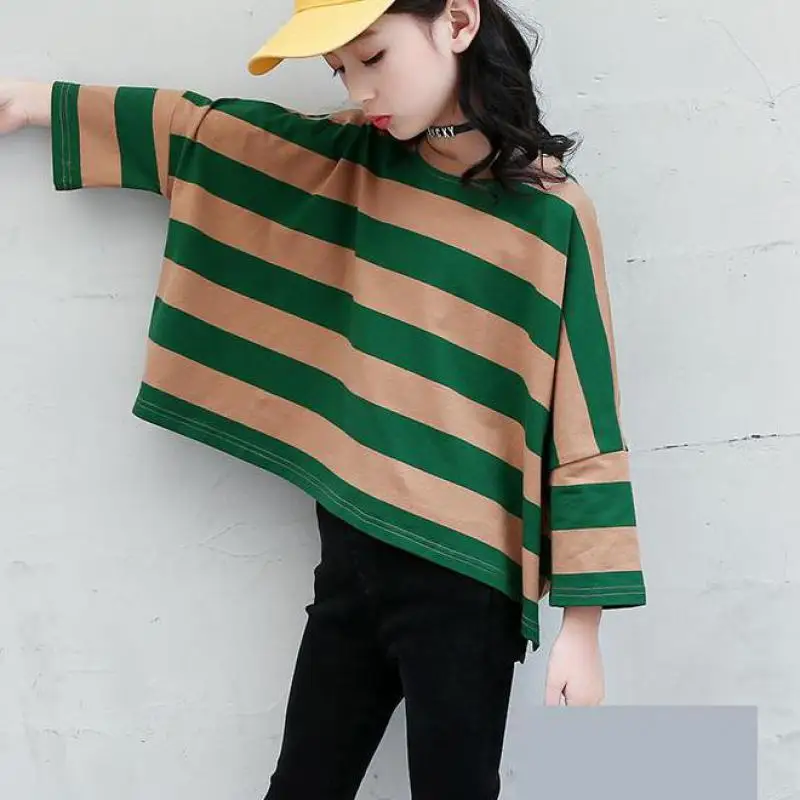 

2018 Kids Clothes Long Sleeve Striped T Shirts For Girls Cotton Tops Autumn Baby Girls T-shirts Toddler Children Clothing 10 12
