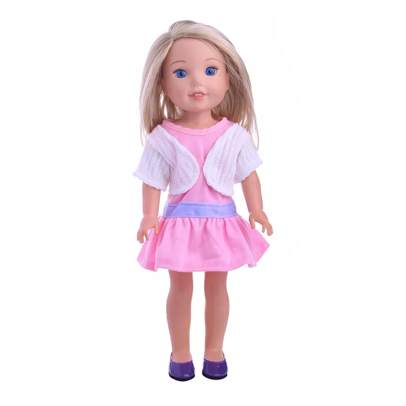 

Luckdoll fashion cute doll clothes dress fake two-piece suit fit 14.5-inch American Wellie Wishers doll accessories Christ