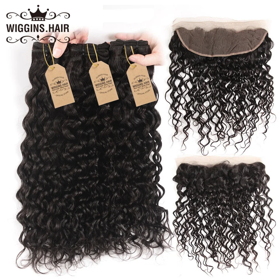 Wiggins Hair Water Wave Bundle With Closure Frontal 3 Bundles Malaysian