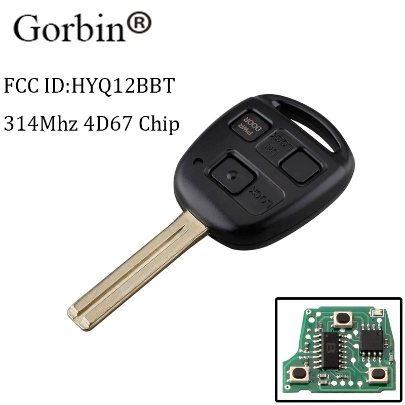 

GORBIN 3Buttons Remote Car key For Lexus HYQ12BBT 4D67 Chip 314Mhz For RX350 RX400h 2007-2009 For Lexus RX330 2004-2006 keys