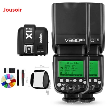 

Godox 2xV860II-N GN60 i-TTL HSS 1/8000s Speedlite Flash w/Li-ion Battery+X1T-N Flash Transmitter for N+Gift KitCD5