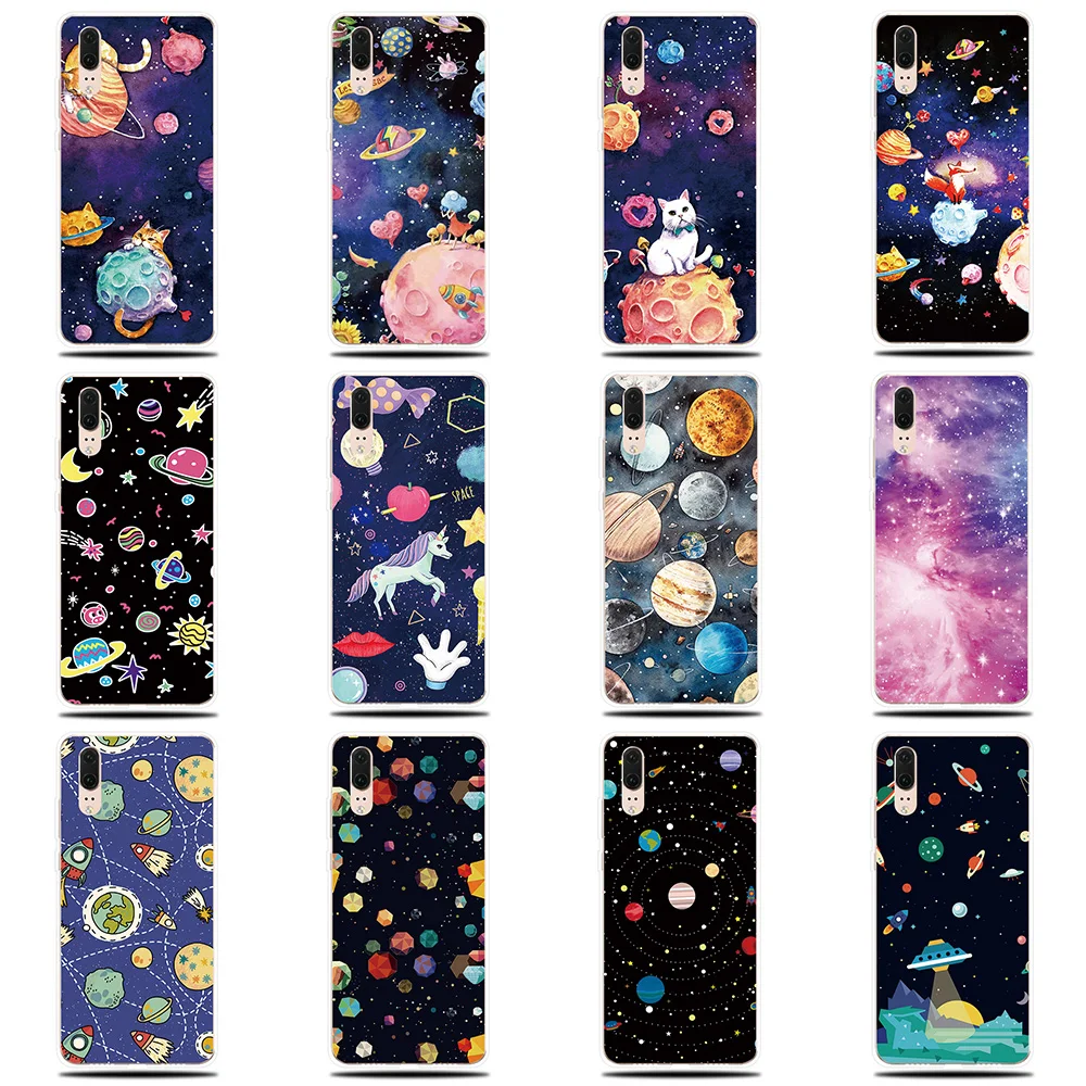 Space Fantasy Silicone Phone Case For Huawei P8 P9 Lite 2017 P Smart 2019 Soft Cover P10 P20 P30 Pro |