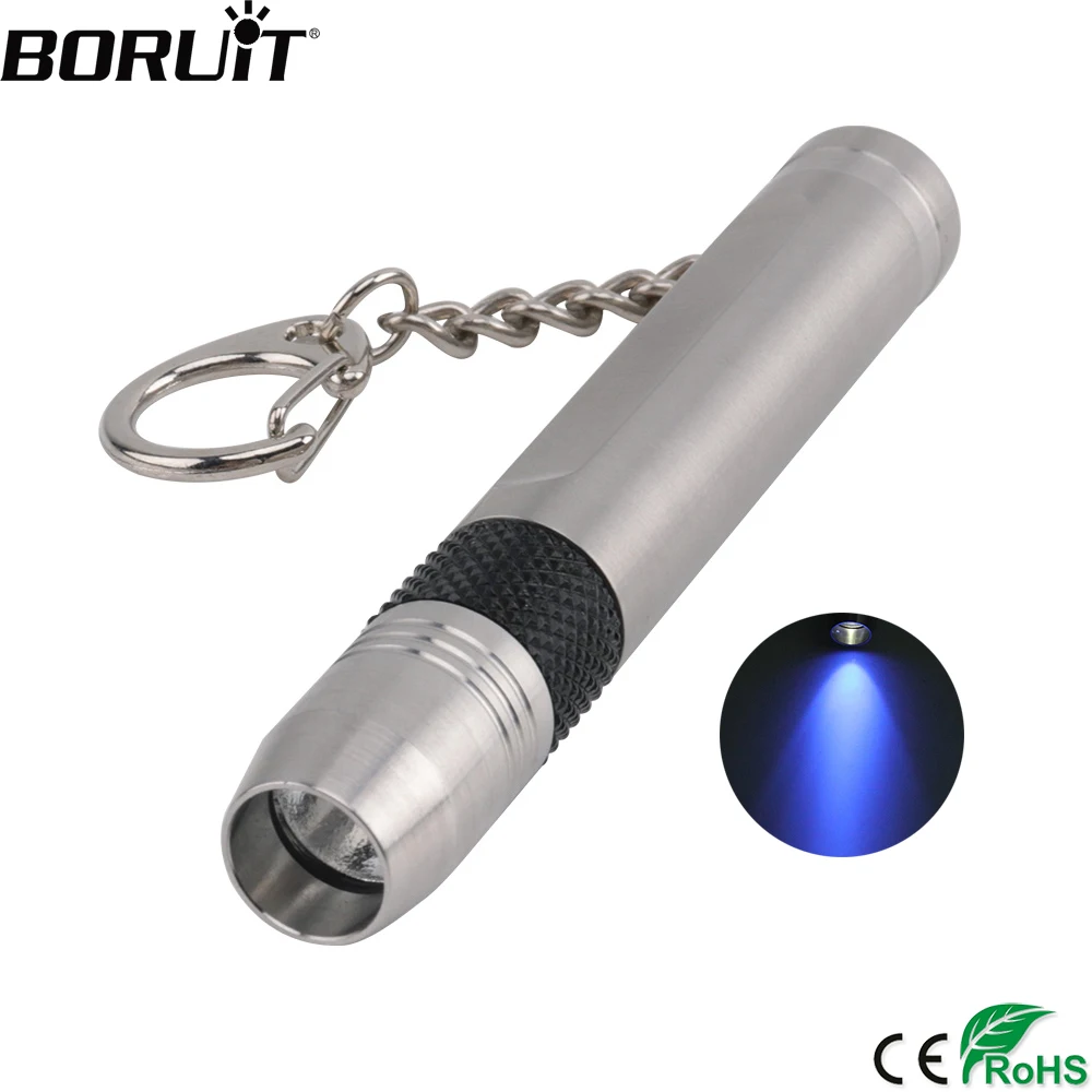 BORUiT 330LM Q5 XPE LED Mini 365nm UV Flashlight Violet Light Keychain