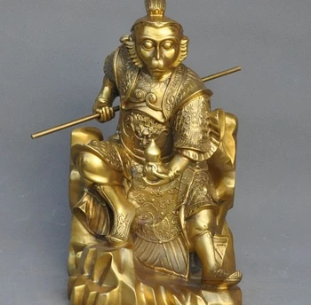 

Chinese Brass Famous Myth Monkey King Sun Wukong golden cudgel Son Goku Statue