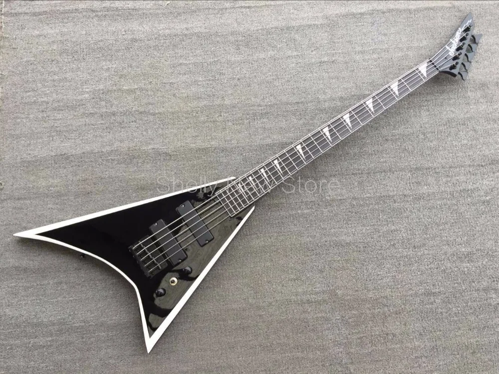 

Shelly new store factory custom black neck through V shape 5 strings active pickup electric bass guitar musical instruments shop