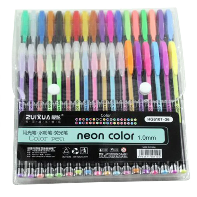 ZUIXUAN 36 Gel Pens Set Color Gel Pens Glitter Metallic Pens Good Gift For Coloring Kids