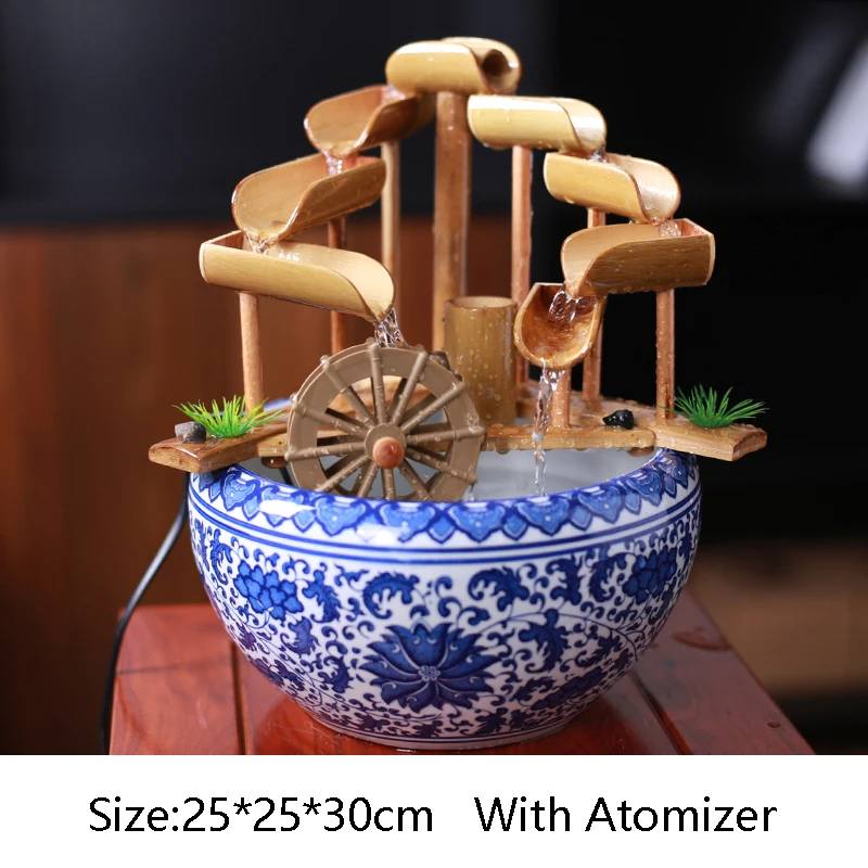 110/220 V скульптура ручной работы из бамбука Керамика воды фонтан-испаритель сад Feng(Лея фенг) колесо шуй декоративные украшения для подарка на день рождения - Цвет: B